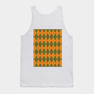 Dark Orange & Dark Olive Argyle Tank Top